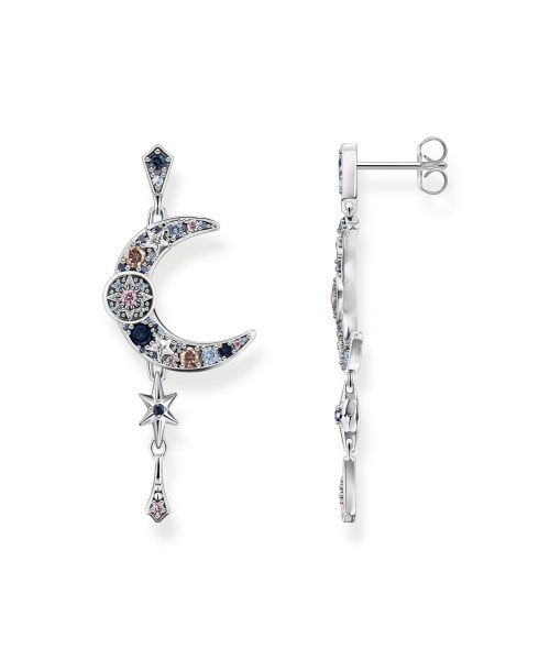 Thomas Sabo Earrings Royalty moon with stones silver