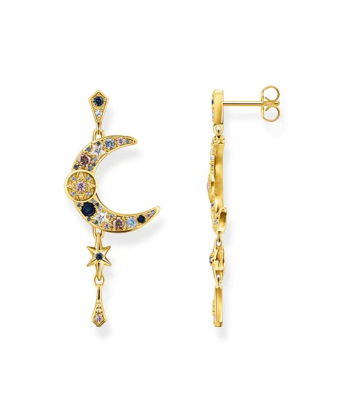 Thomas Sabo Earrings Royalty moon with stones gold