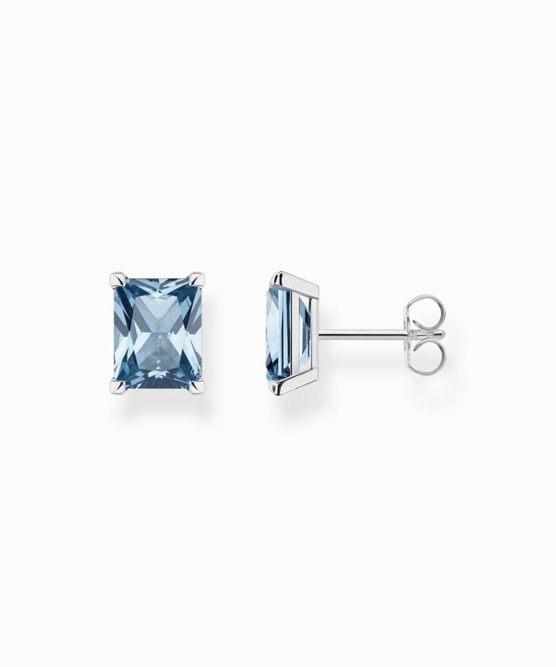 Thomas Sabo Ear studs with aquamarine-coloured stone silver