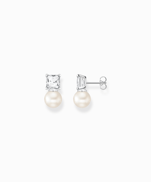 Thomas Sabo Ear studs pearl with white stone silver