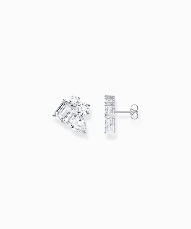 Thomas Sabo Silver ear studs with white zirconia in different sizes