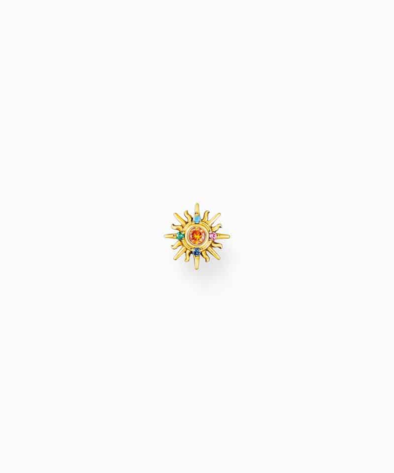 Thomas Sabo Gold-plated single ear stud sun with colourful stones