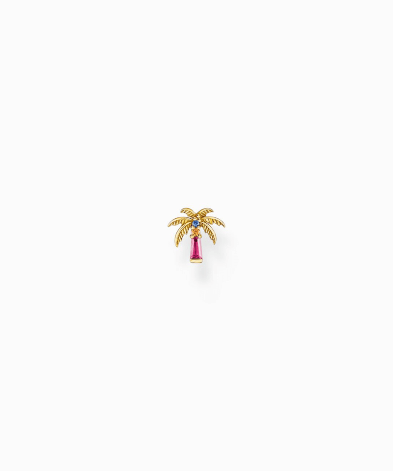 Thomas Sabo Gold-plated single ear stud palm tree with colourful stones