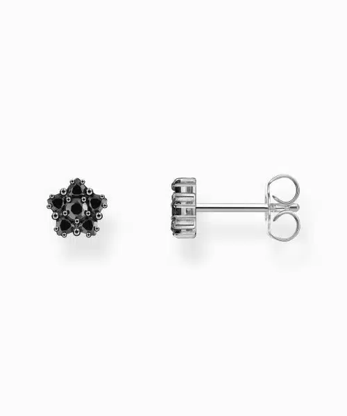 Thomas Sabo Silver blackened small ear studs with black zirconia