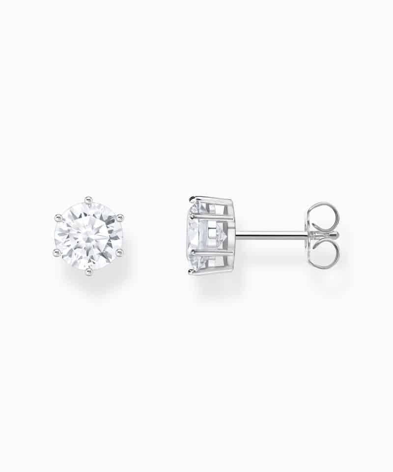 Thomas Sabo Silver ear studs with big, white zirconia