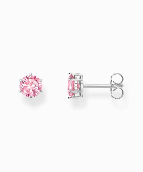 Thomas Sabo Silver ear studs with pink zirconia in brilliant cut