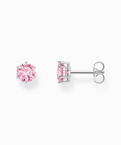 Thomas Sabo Silver ear studs with pink zirconia in brilliant cut