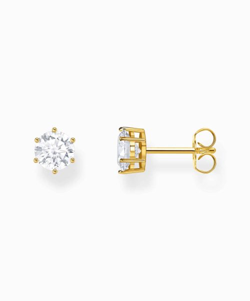 Thomas Sabo Gold-plated ear studs with white zirconia in brilliant cut