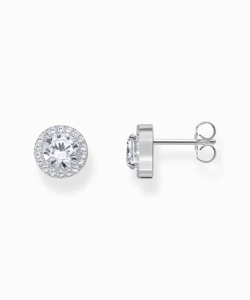 Thomas Sabo Silver halo ear studs with white zirconia in brilliant cut
