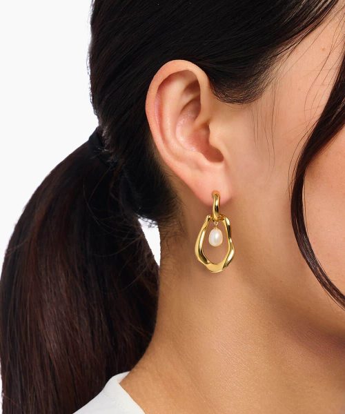 Thomas Sabo Gold-plated hoop earrings with freshwater pearls Natural Beauty - Bilde 3