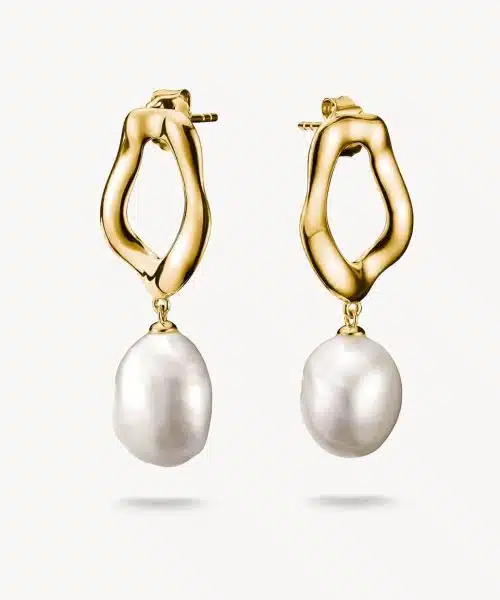 Thomas Sabo Gold-plated earrings with freshwater pearl Natural Beauty