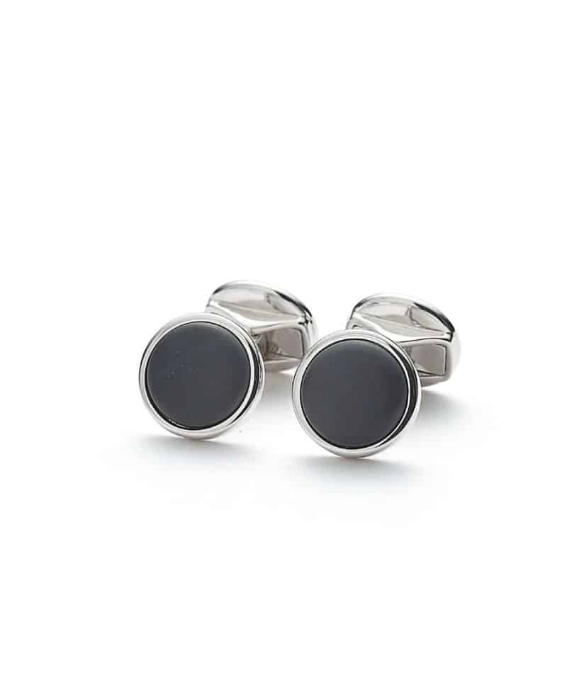 Cufflinks Round Onyx Matte