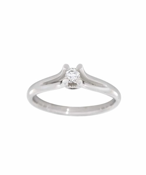 Enstens diamantring i hvitt gull 0.10ct TW.SI