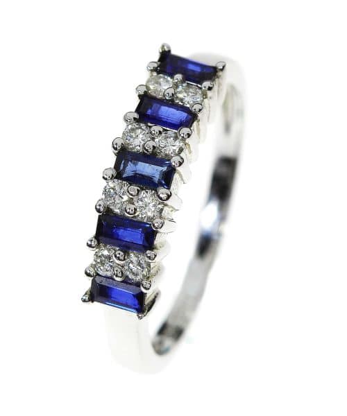 Hvitt gull ring med safirer og diamanter 0.21ct TW.SI - Bilde 2