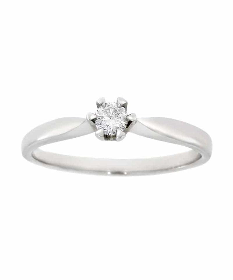 Victoria enstens diamantring i hvitt gull 0.10ct TW.SI