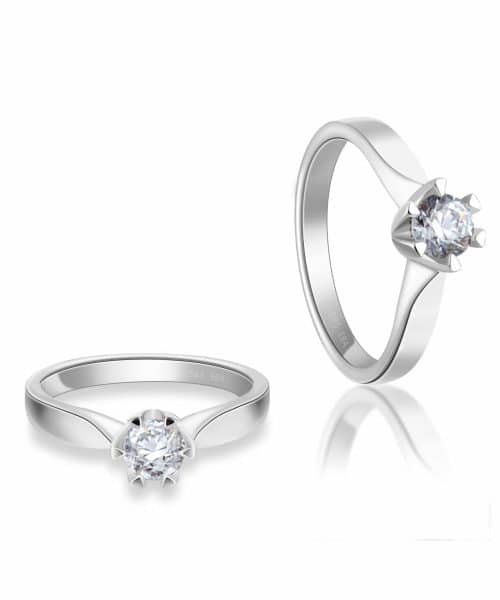 Victoria enstens diamantring i hvitt gull 1.01ct TW.SI