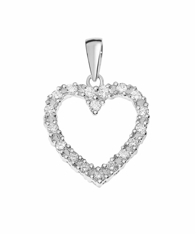 Diamanthjerte anheng i hvitt gull 0.50ct TW.SI