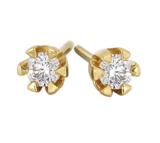 Victoria Gult gull Ørepynt med Diamant 0,30ct TW.SI