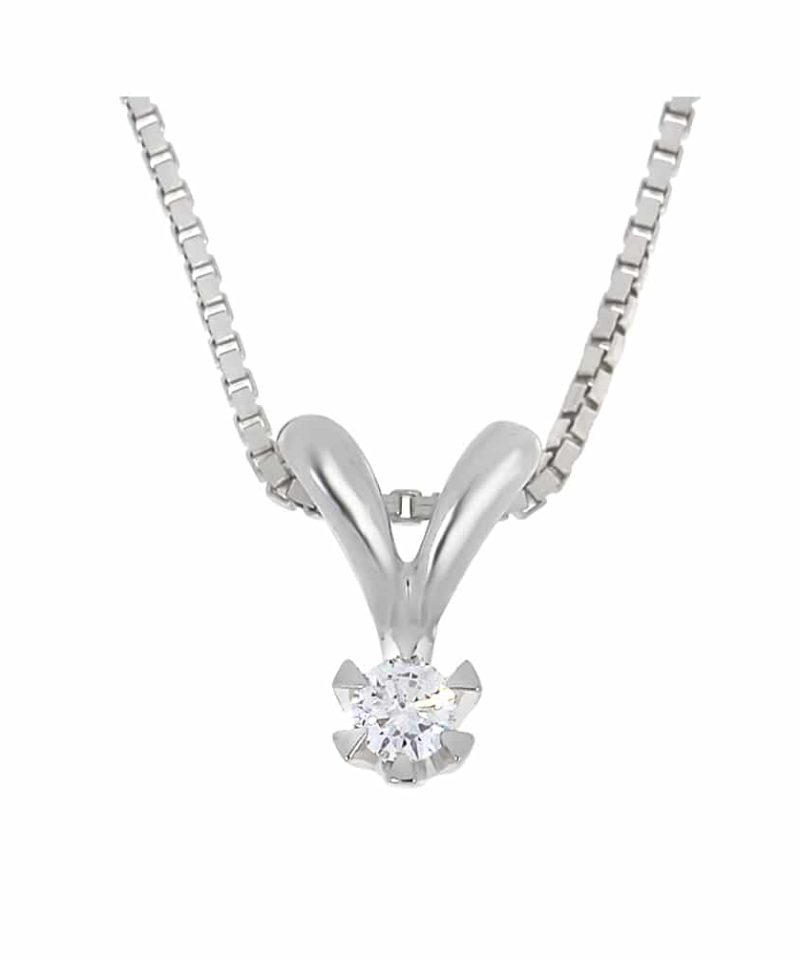 Victoria enstens anheng i hvitt gull 0.10ct TW.SI