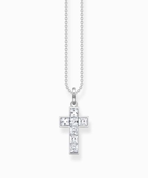 Thomas Sabo Necklace cross with white stones silver