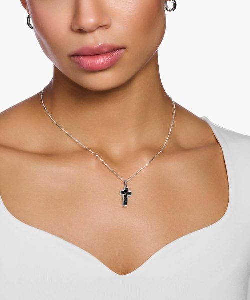 Thomas Sabo Necklace cross with black stones silver - Bilde 3