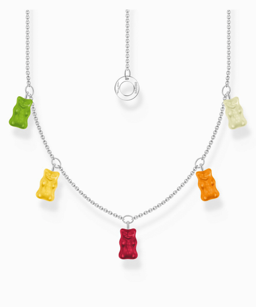 Thomas Sabo Silver necklace with 5 colourful goldbears