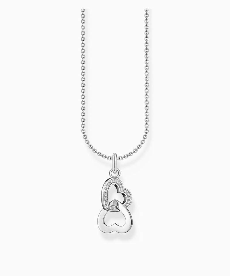 Thomas Sabo Silver necklace with intertwined hearts pendant and zirconia