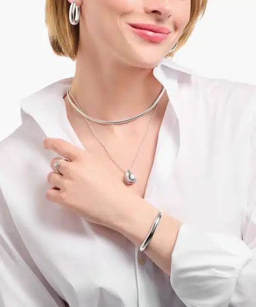 Thomas Sabo Silver necklace with pendant in organic drop-shape - Bilde 3