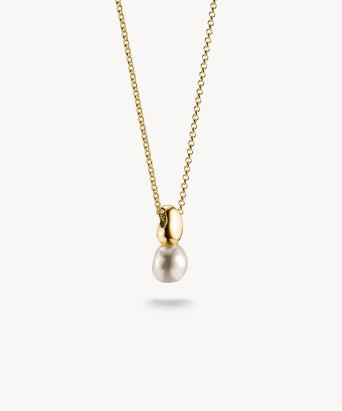 Thomas Sabo Gold-plated necklace with pearl pendant Natural Beauty