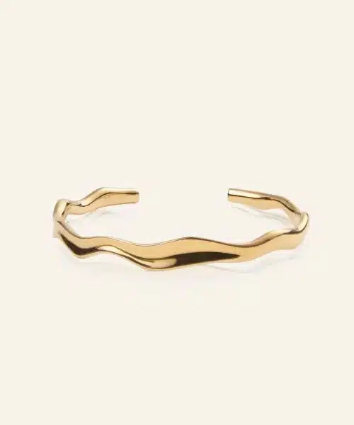 Mockberg Wavy Bolded Cuff Gold Bracelet