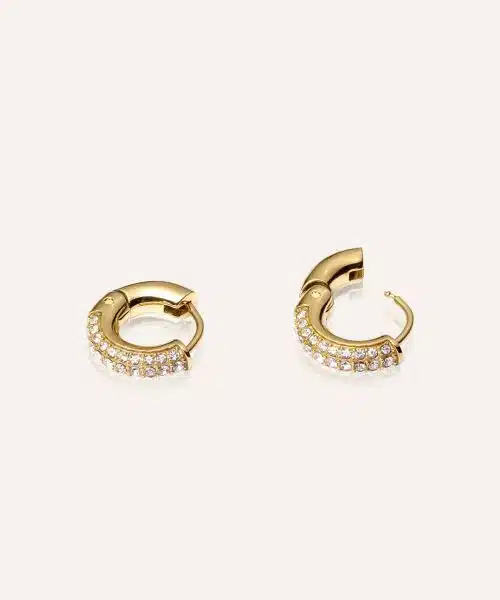 Mockberg Pavé Everyday Small Gold Hoops - Bilde 2