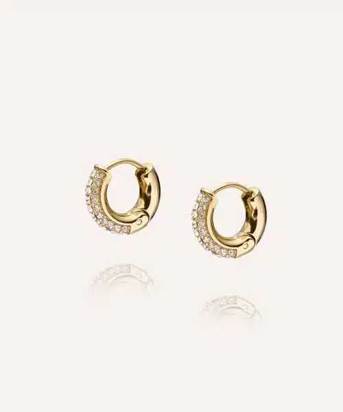 Mockberg Pavé Everyday Small Gold Hoops - Bilde 3