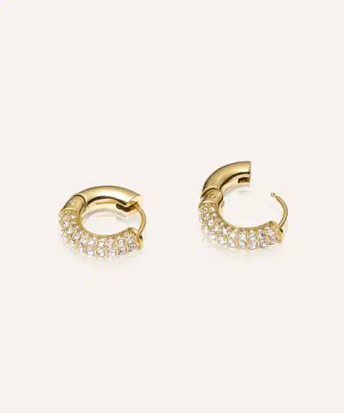 Mockberg Pavé Everyday Medium Gold Hoops - Bilde 3
