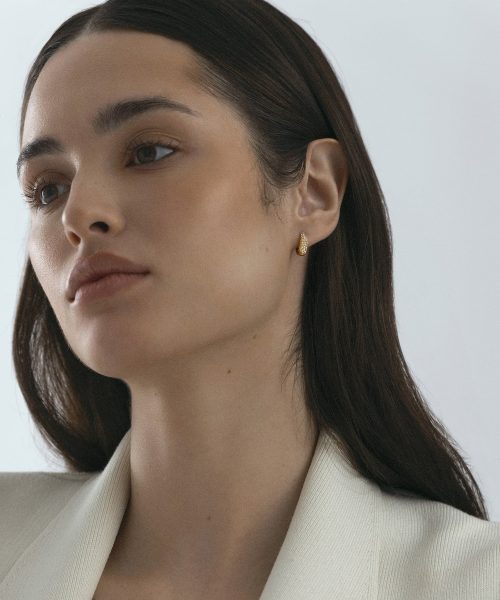 Mockberg Pavé Precious Mini Gold Hoops - Bilde 5