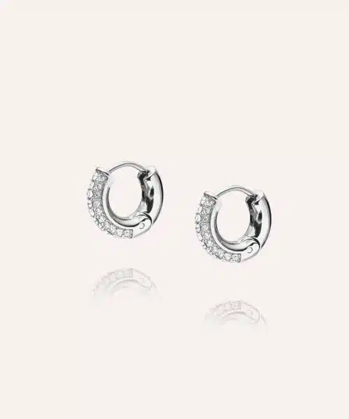 Mockberg Pavé Everyday Small Silver Hoops - Bilde 3
