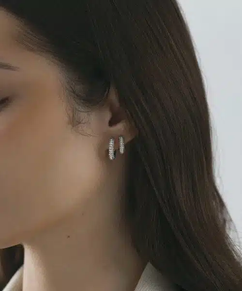 Mockberg Pavé Everyday Medium Silver Hoops - Bilde 6