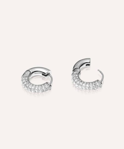 Mockberg Pavé Everyday Medium Silver Hoops - Bilde 3