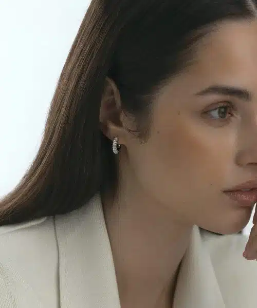 Mockberg Pavé Everyday Medium Silver Hoops - Bilde 4