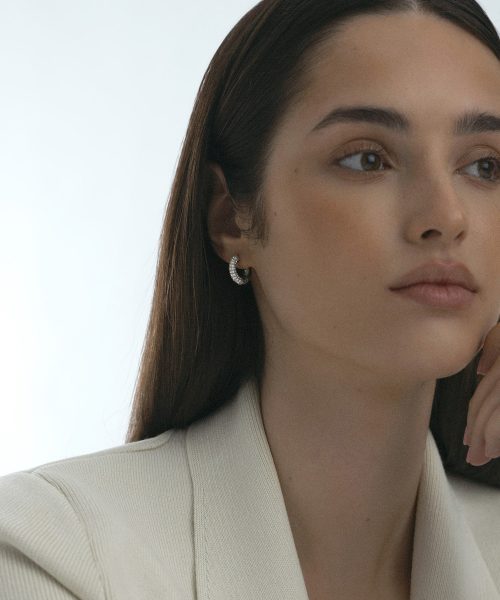 Mockberg Pavé Everyday Medium Silver Hoops - Bilde 5