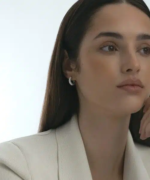 Mockberg Pavé Everyday Medium Silver Hoops - Bilde 5
