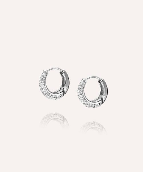 Mockberg Pavé Precious Small Silver Hoops - Bilde 2