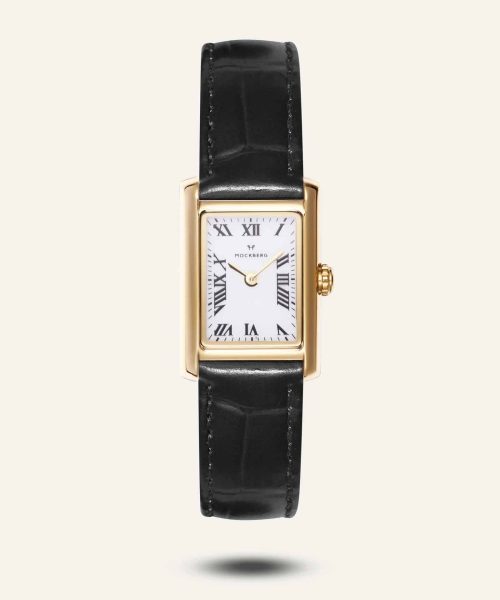 Mockberg Timeless Black Leather Gold Watch 19x28mm - MB0245