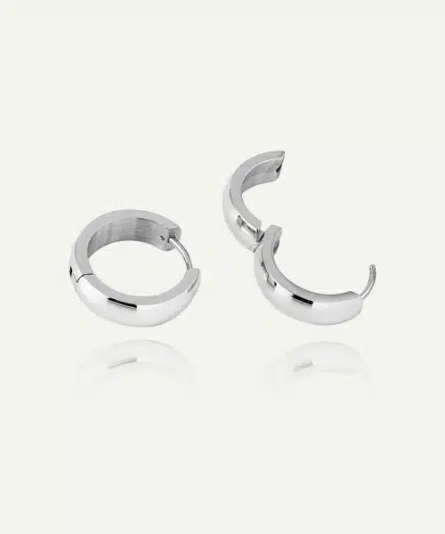 Mockberg Chunky Silver Hoops Large - Bilde 3