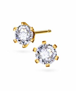 Contessa øredobber i 585 gult gull, LAB diamant 1,00