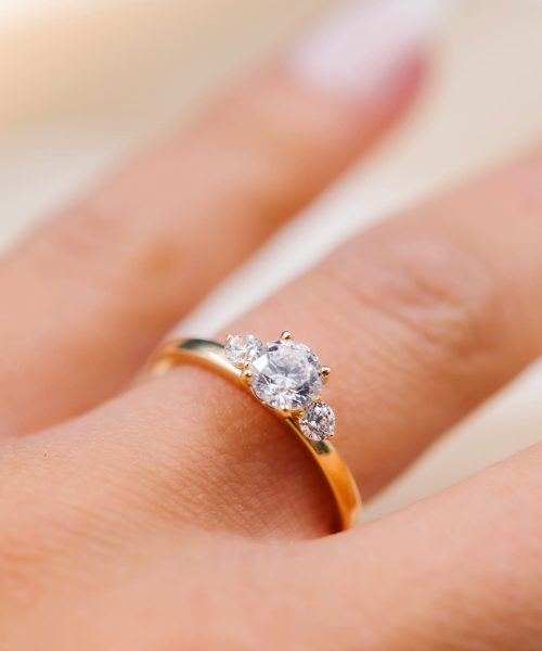 Princess ring gull LAB diamanter 0,95 ct. - Bilde 3