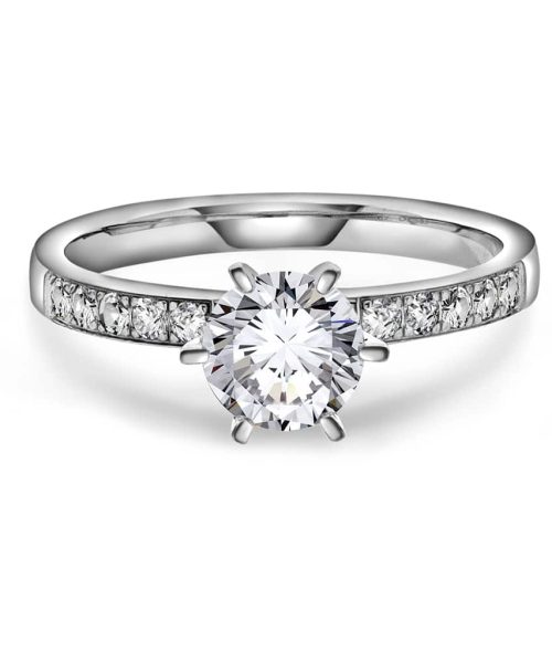 The crown ring i 585 hvitt gull, LAB diamanter 1,20 ct