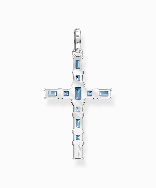 Thomas Sabo Pendant cross with aquamarine-coloured stones silver - Bilde 3