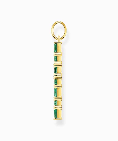 Thomas Sabo Pendant cross with green stones gold plated - Bilde 2