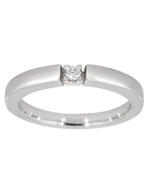 Alliansering i hvitt gull, 0.05ct. Brilliant Cut