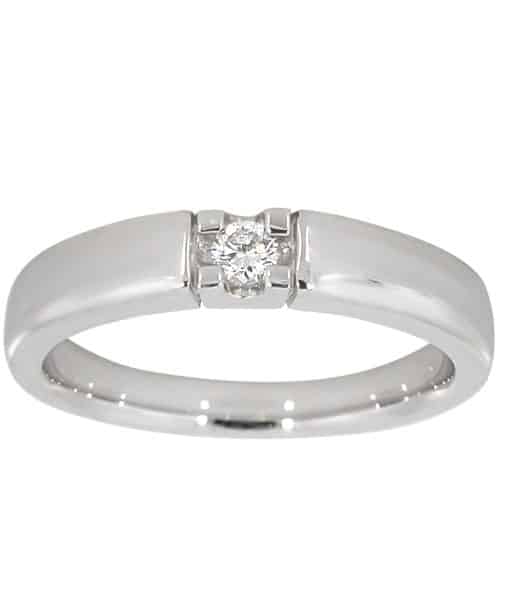 Alliansering i hvitt gull, 0.10ct. Brilliant Cut